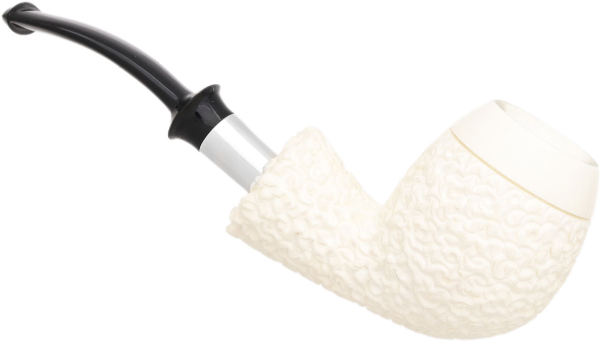 I.M.P. Meerschaum Partially Rusticated Bent Brandy with Silver (with Case)