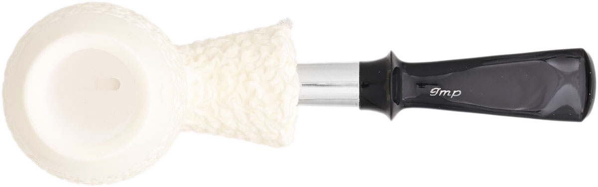 I.M.P. Meerschaum Partially Rusticated Bent Brandy with Silver (with Case)