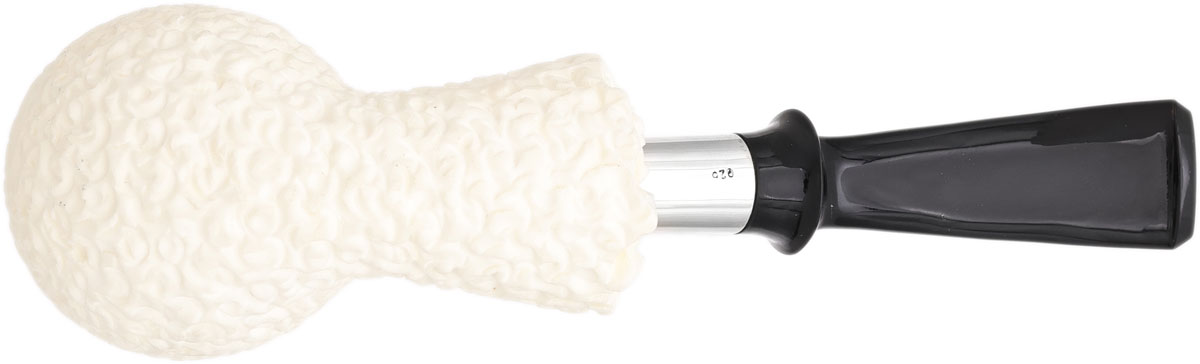 I.M.P. Meerschaum Partially Rusticated Bent Brandy with Silver (with Case)