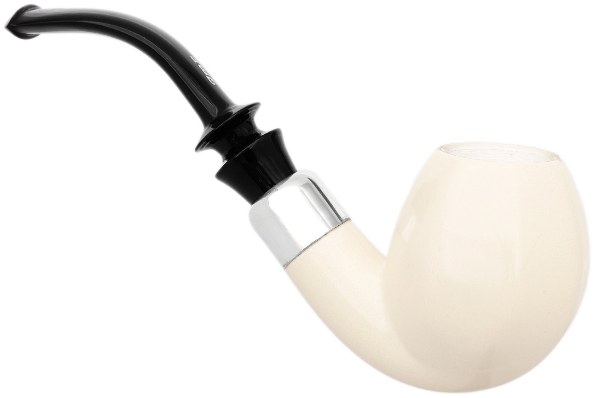 I.M.P. Meerschaum Smooth Paneled Bent Egg with Silver (with Case)