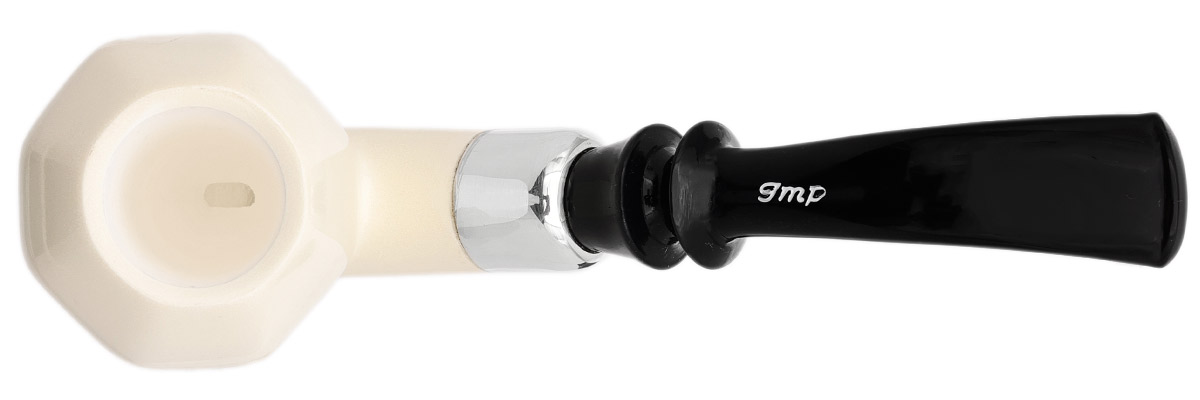 I.M.P. Meerschaum Smooth Paneled Bent Egg with Silver (with Case)