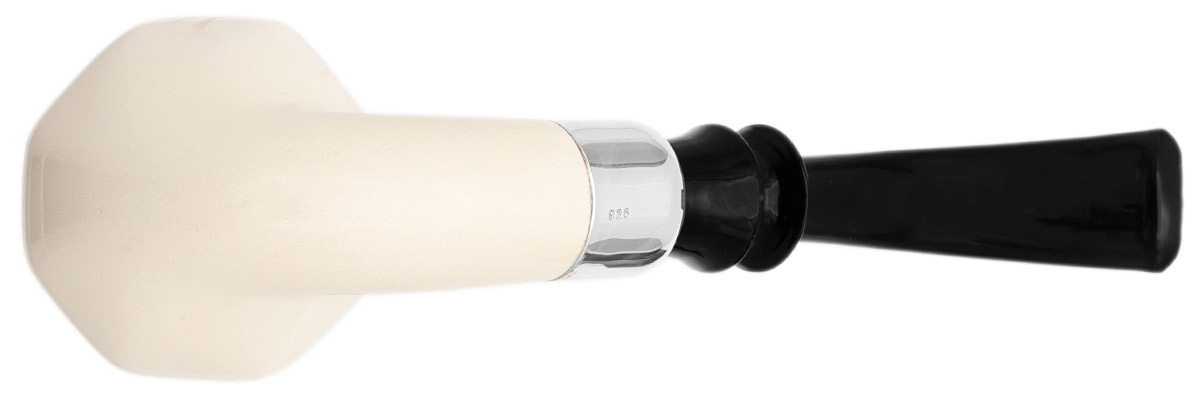 I.M.P. Meerschaum Smooth Paneled Bent Egg with Silver (with Case)