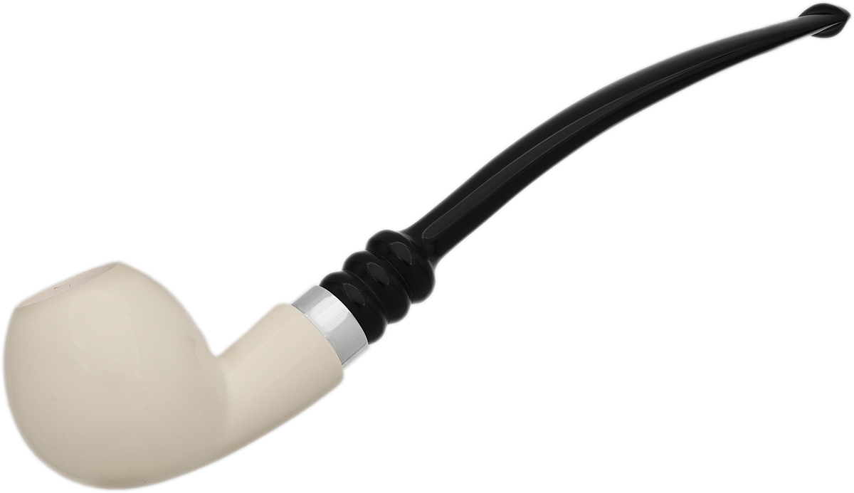 I.M.P. Meerschaum Smooth Bent Apple with Silver (with Case and Churchwarden Stem)