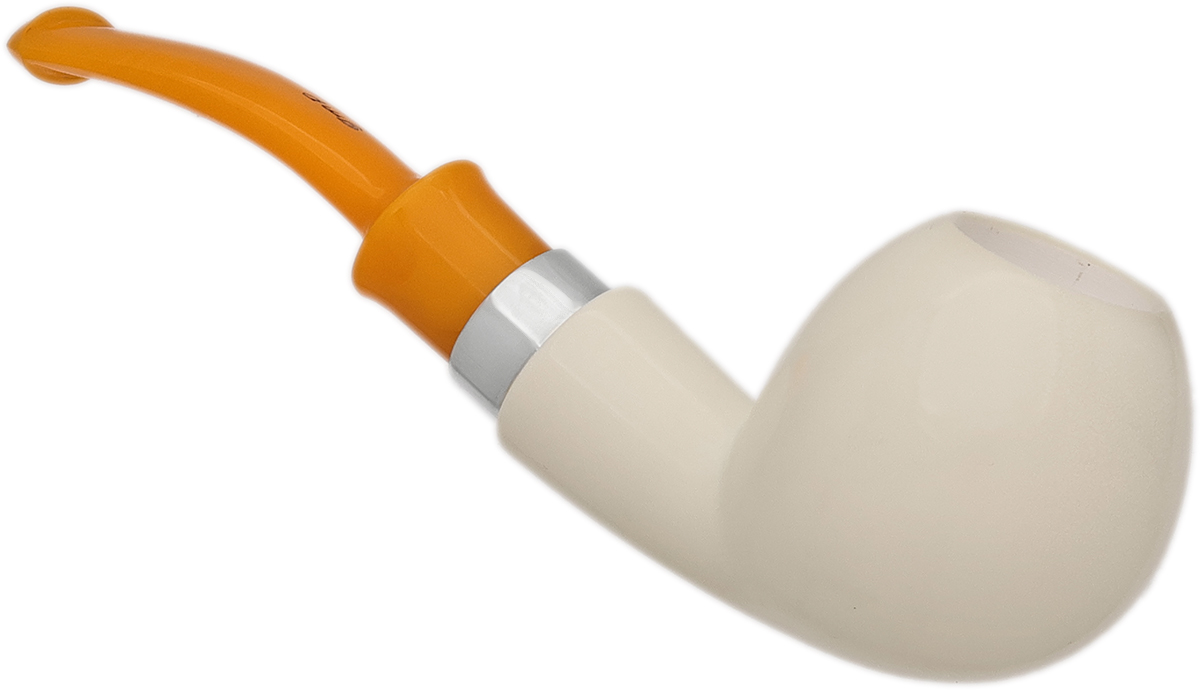 I.M.P. Meerschaum Smooth Bent Apple with Silver (with Case and Churchwarden Stem)