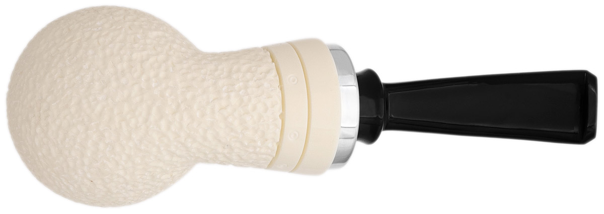 I.M.P. Meerschaum Partially Rusticated Reverse Calabash Bent Apple with Silver (with Case)