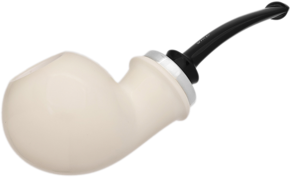 I.M.P. Meerschaum Smooth Reverse Calabash Bent Apple with Silver (with Case)