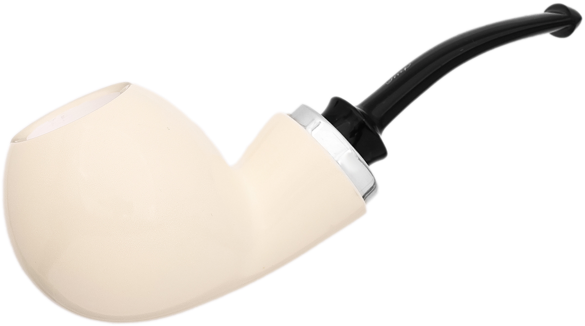 I.M.P. Meerschaum Smooth Reverse Calabash Bent Apple with Silver (with Case)