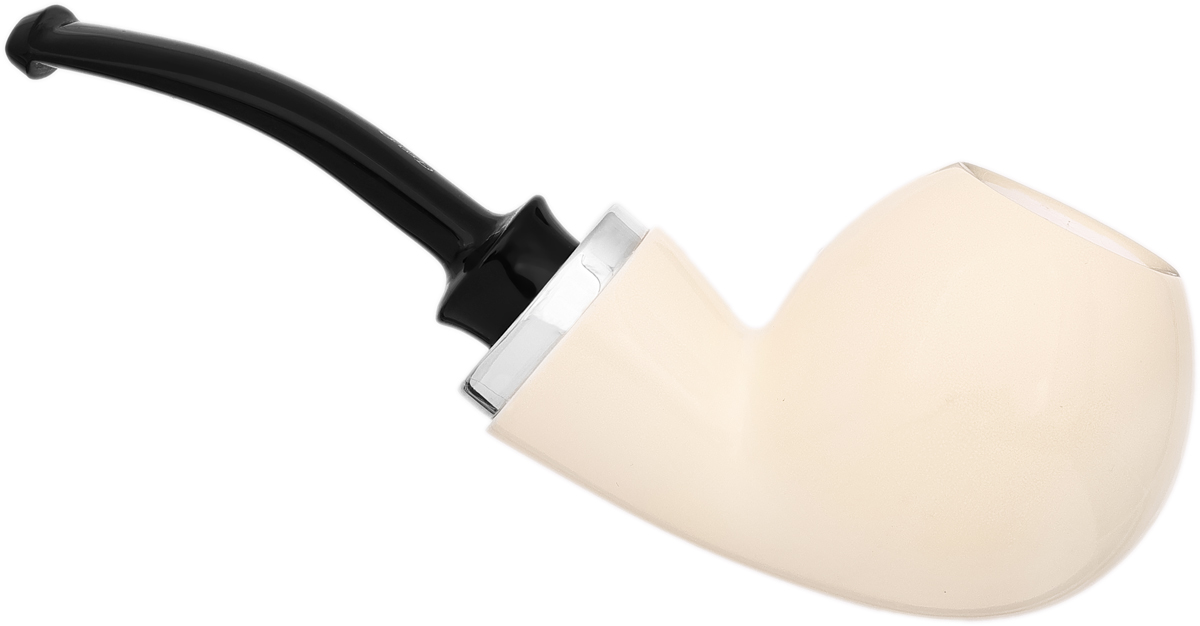 I.M.P. Meerschaum Smooth Reverse Calabash Bent Apple with Silver (with Case)