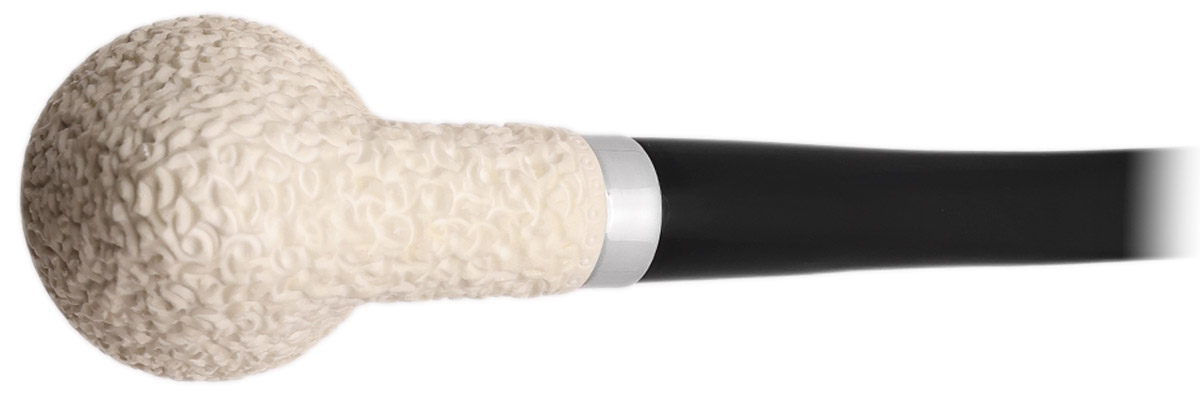 I.M.P. Meerschaum Rusticated Bent Dublin Churchwarden with Silver (with Case)