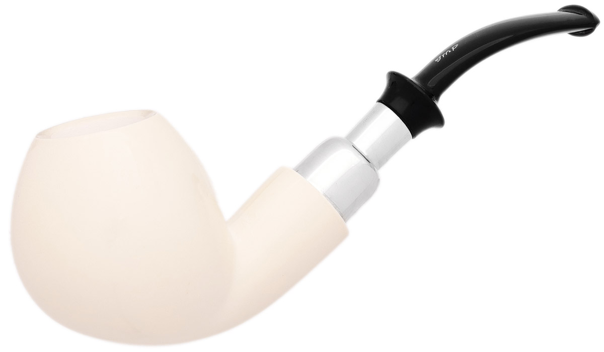 I.M.P. Meerschaum Smooth Bent Egg with Silver (with Case)