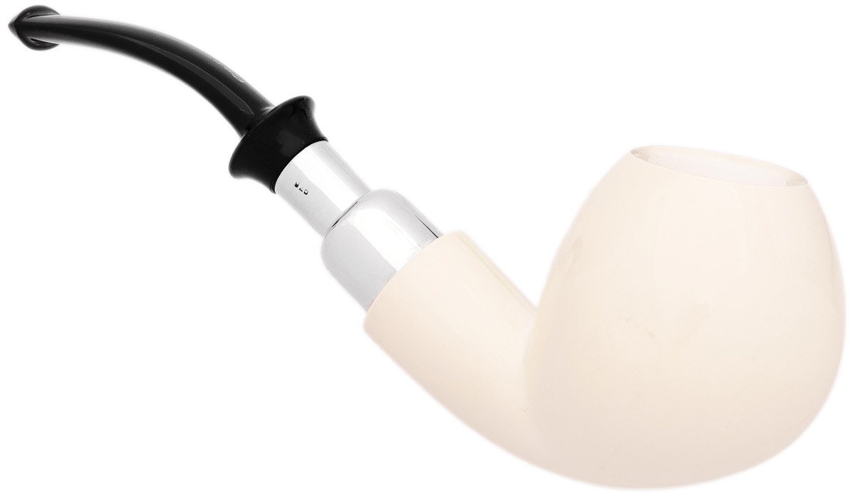I.M.P. Meerschaum Smooth Bent Egg with Silver (with Case)
