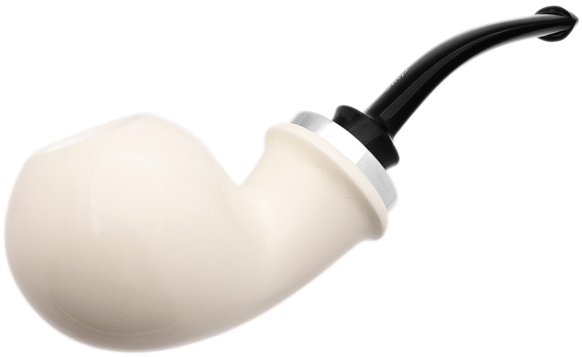 I.M.P. Meerschaum Smooth Reverse Calabash Bent Apple with Silver (with Pocket Case)