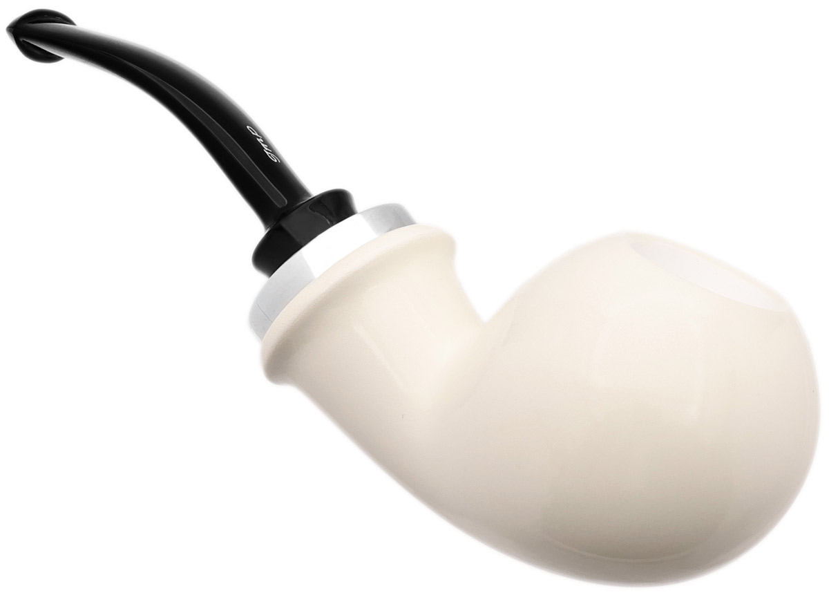 I.M.P. Meerschaum Smooth Reverse Calabash Bent Apple with Silver (with Pocket Case)