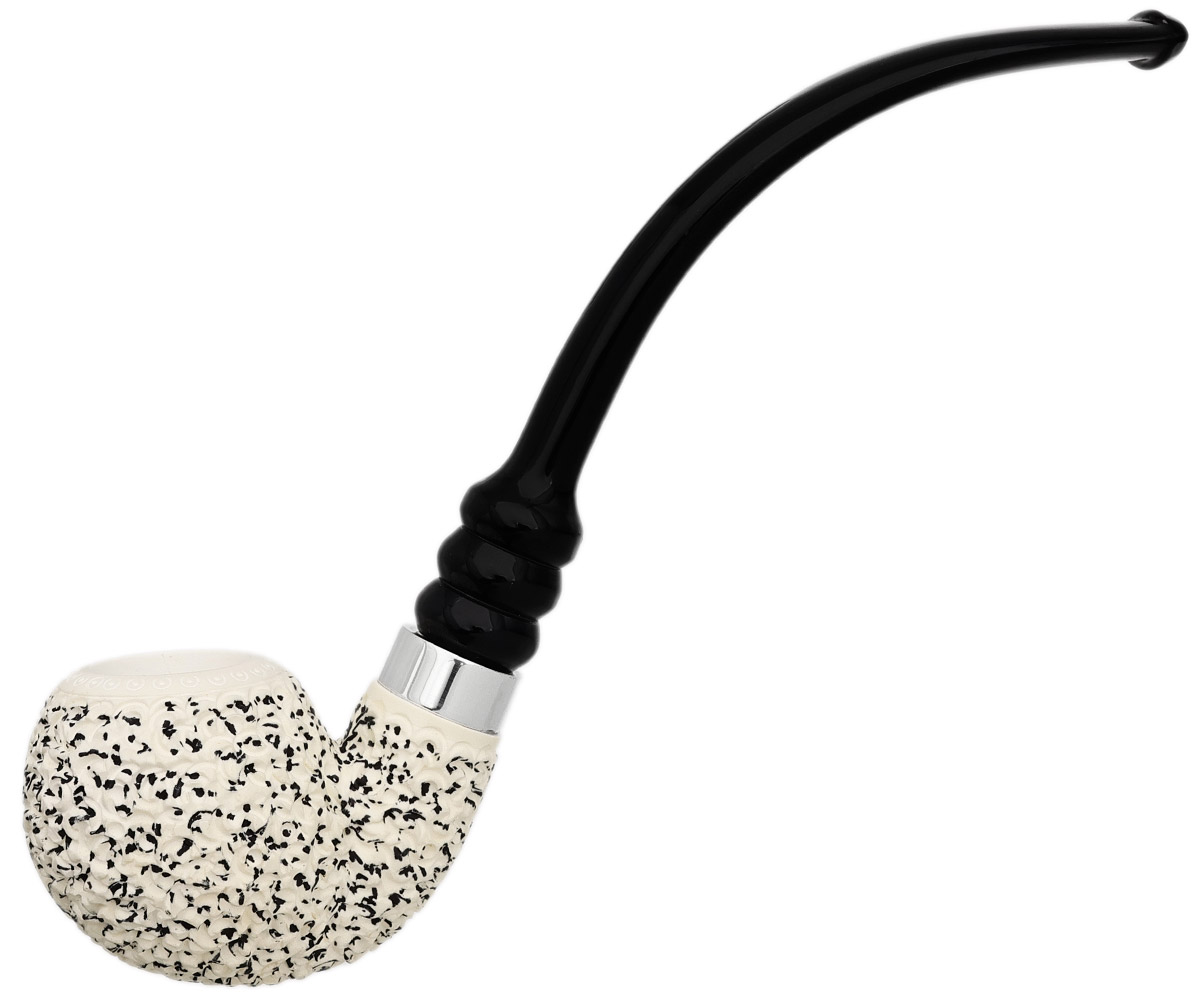 I.M.P. Meerschaum Rusticated Bent Apple with Silver (with Case)