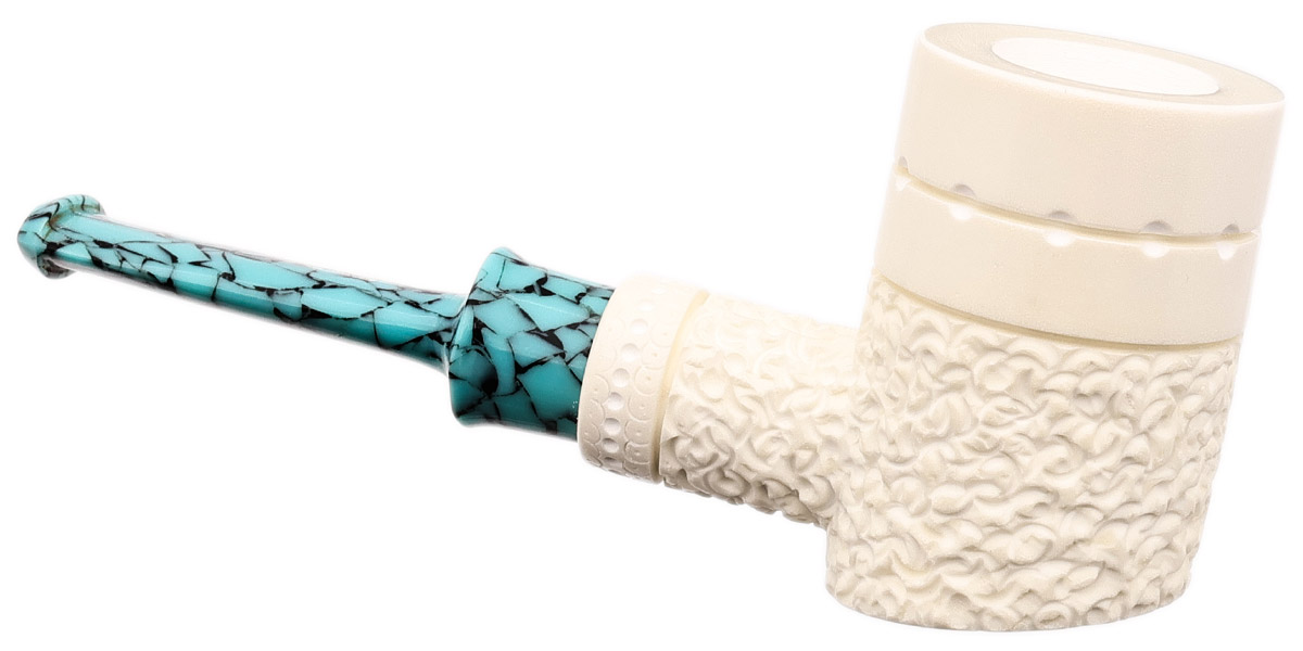 I.M.P. Meerschaum Partially Rusticated Poker (with Case)