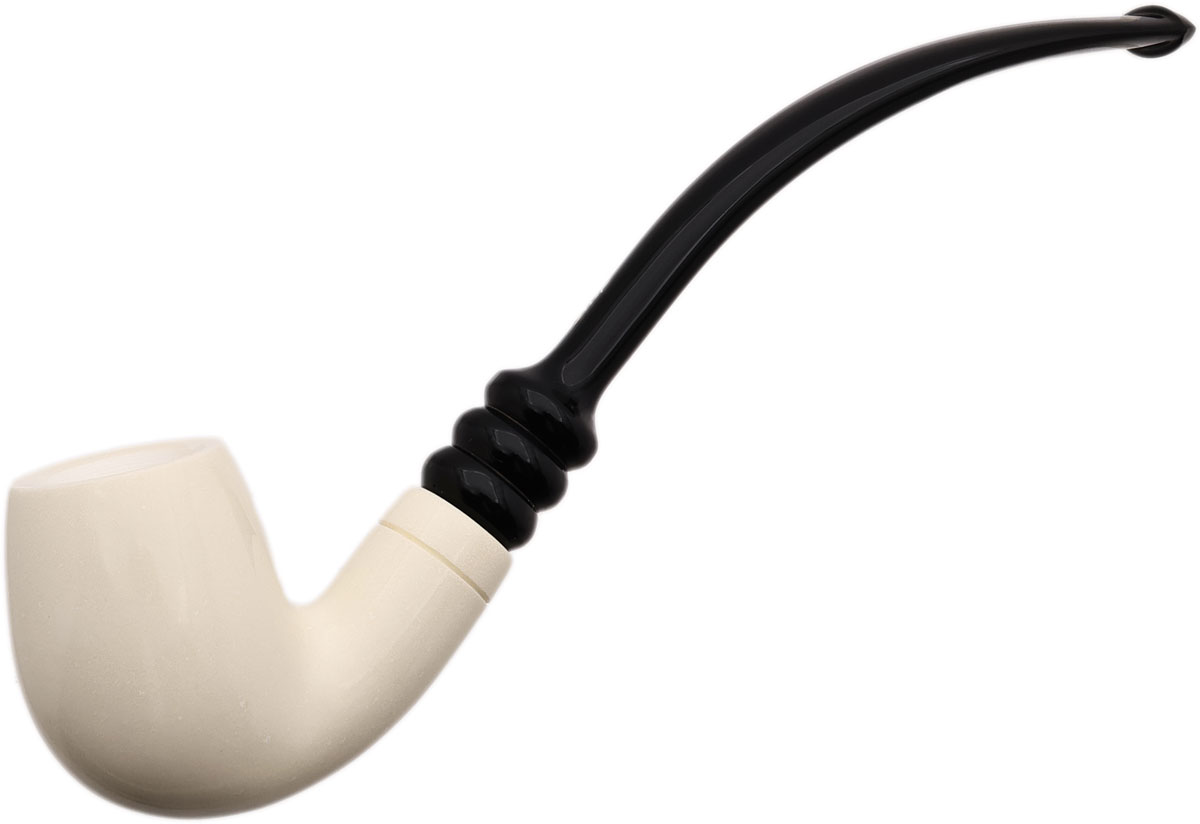 I.M.P. Meerschaum Smooth Bent Billiard (with Case and Churchwarden Stem)
