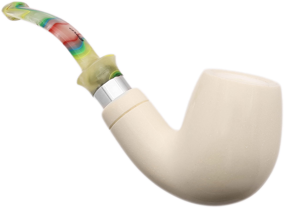I.M.P. Meerschaum Smooth Bent Billiard (with Case and Churchwarden Stem)