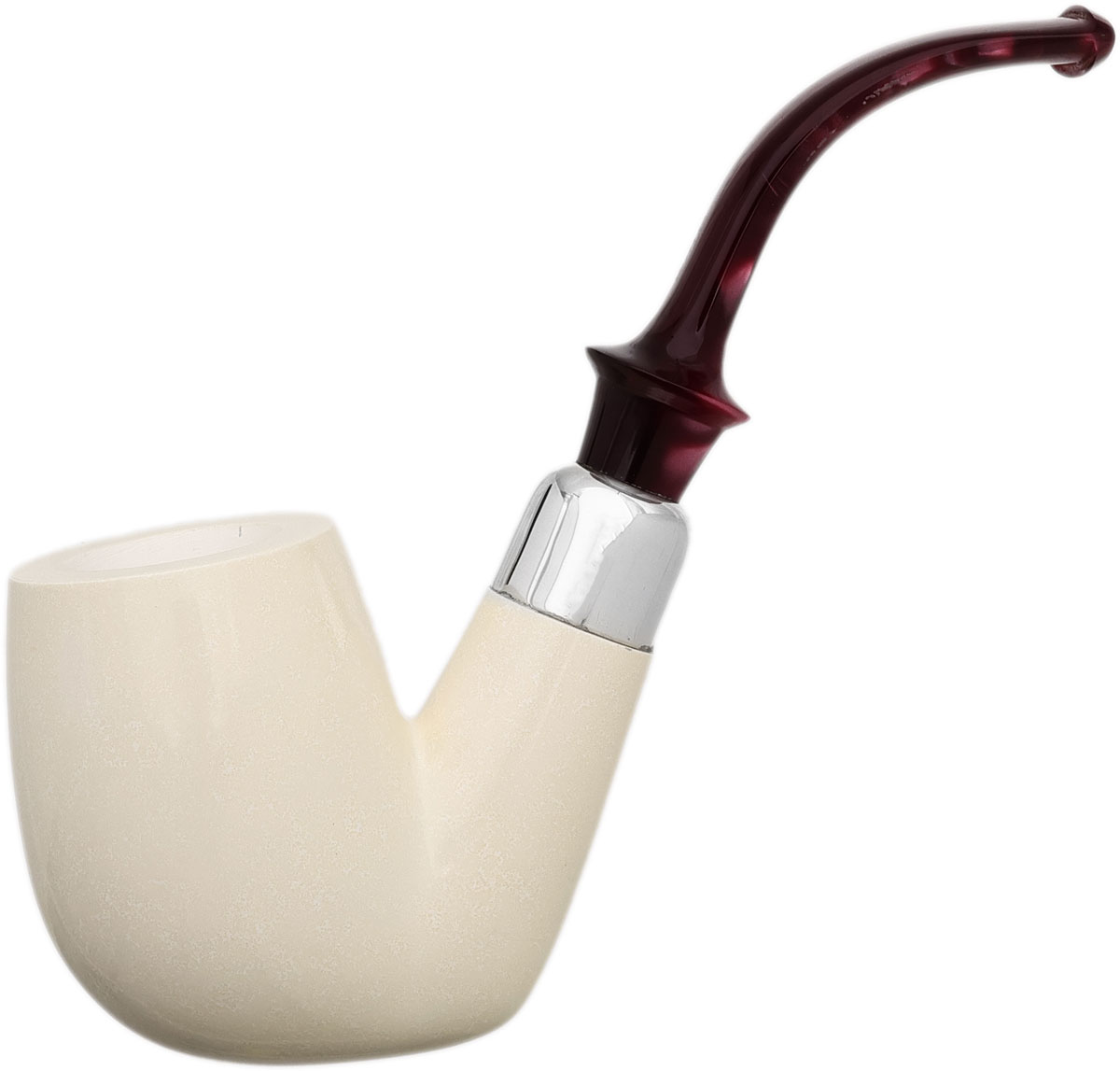 I.M.P. Meerschaum Smooth Oom Paul with Silver (with Case)
