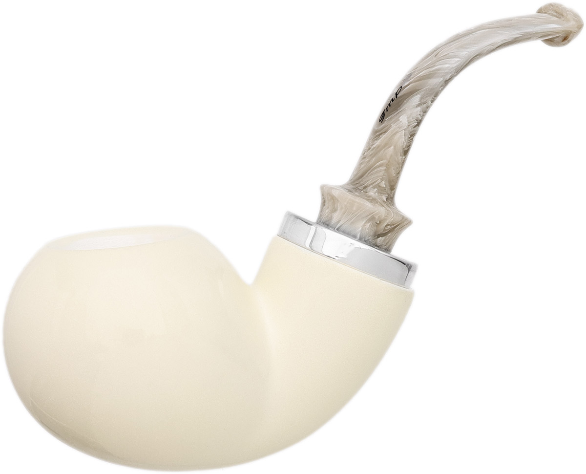IMP 海泡石 Bent Apple with Silver (with Pocket Case) 光面 弯式苹果斗 大气室斗 葫芦斗