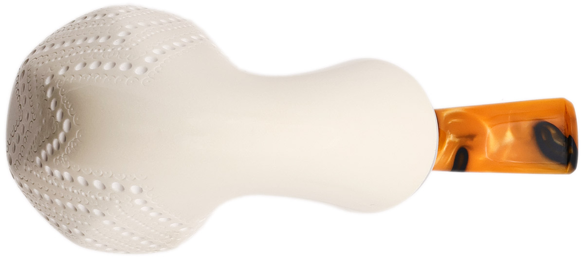 I.M.P. Meerschaum Lattice Reverse Calabash Paneled Bent Dublin with Silver (with Pocket Case)