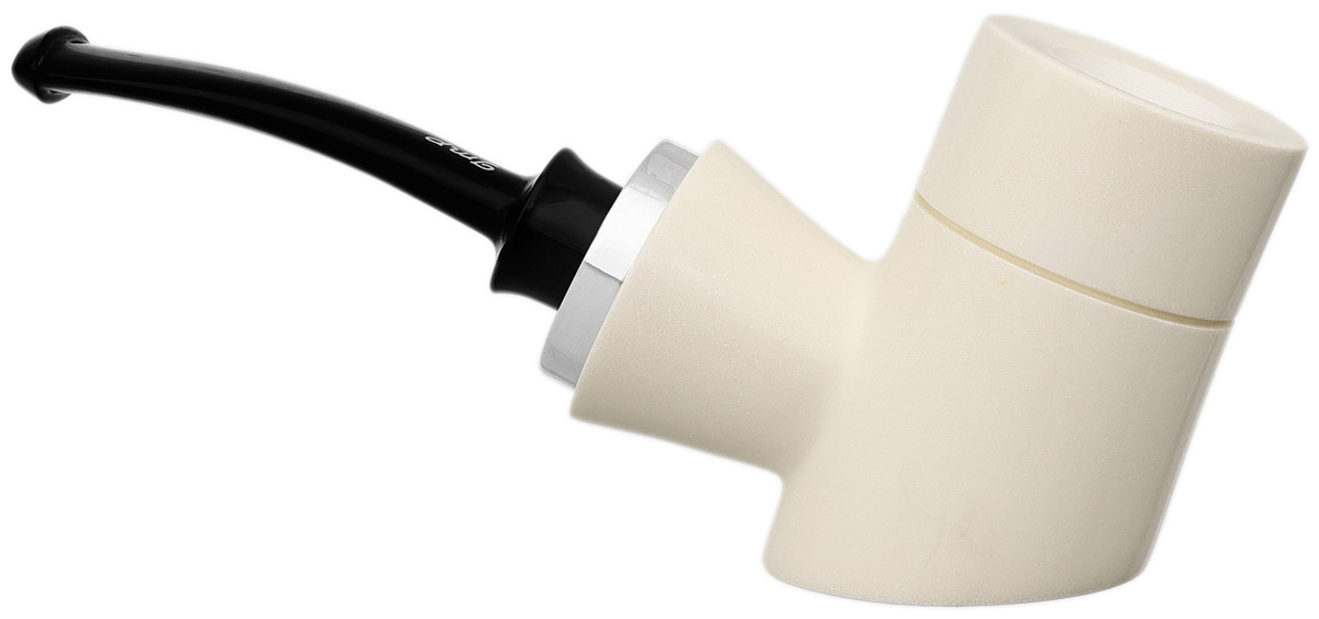 I.M.P. Meerschaum Spot Carved Reverse Calabash Poker with Silver (with Pocket Case)