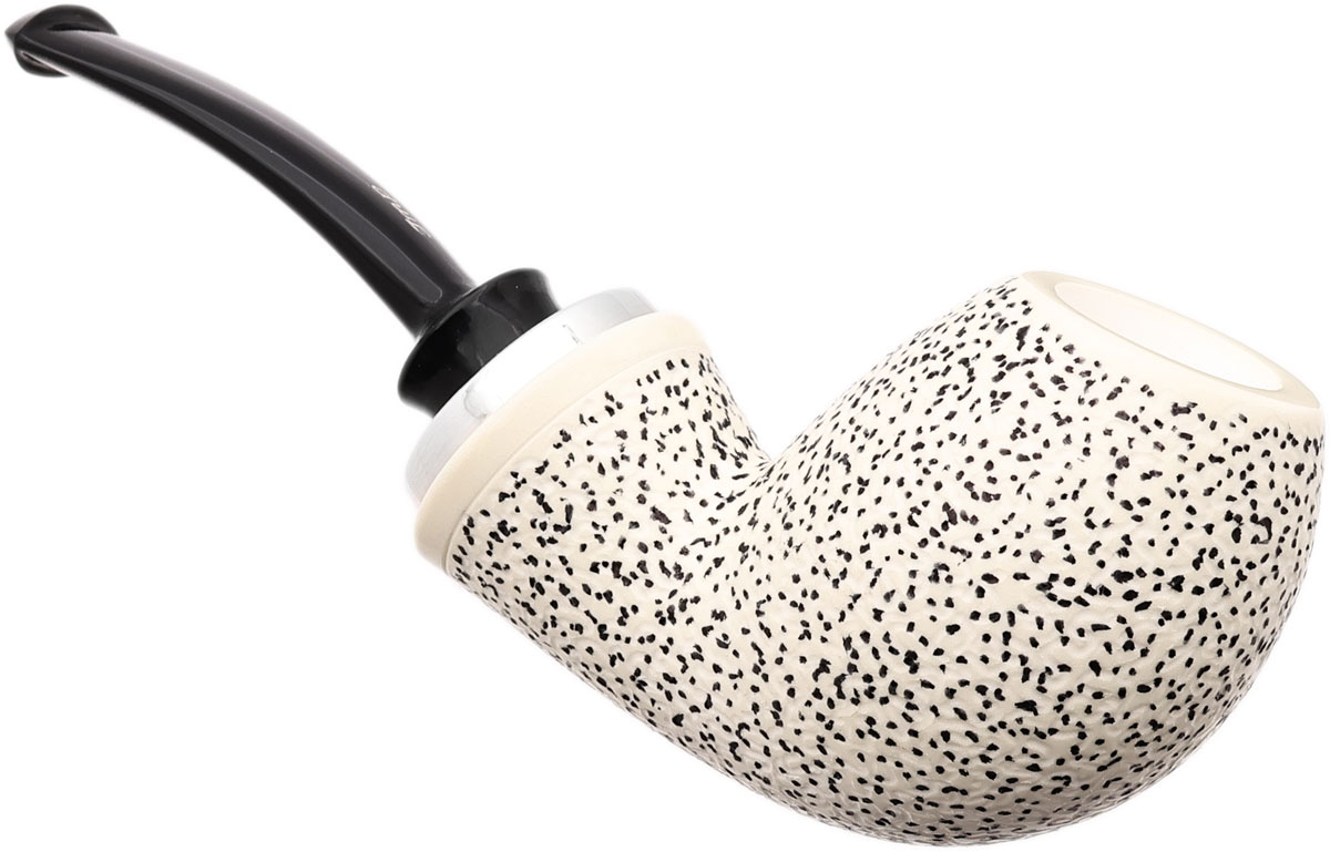 I.M.P. Meerschaum Rusticated Reverse Calabash Bent Egg with Silver (with Pocket case)