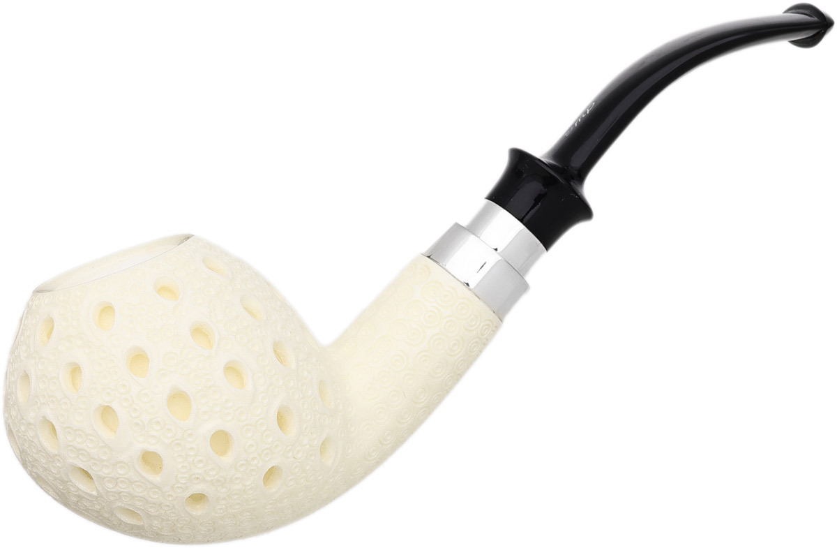 IMP 海泡石 Lattice Bent Apple with Silver (with Case and Second Stem) 雕刻 弯式苹果斗