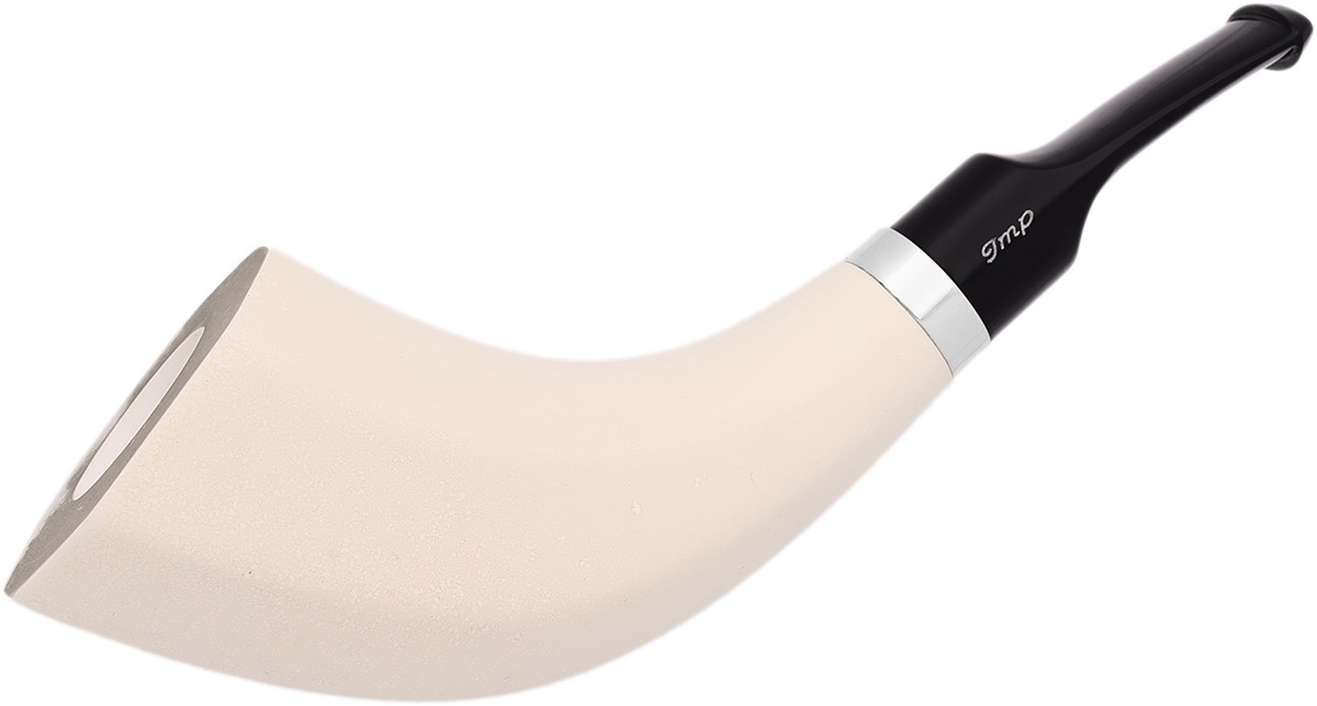 I.M.P. Meerschaum Smooth Paneled Horn with Silver (with Case)
