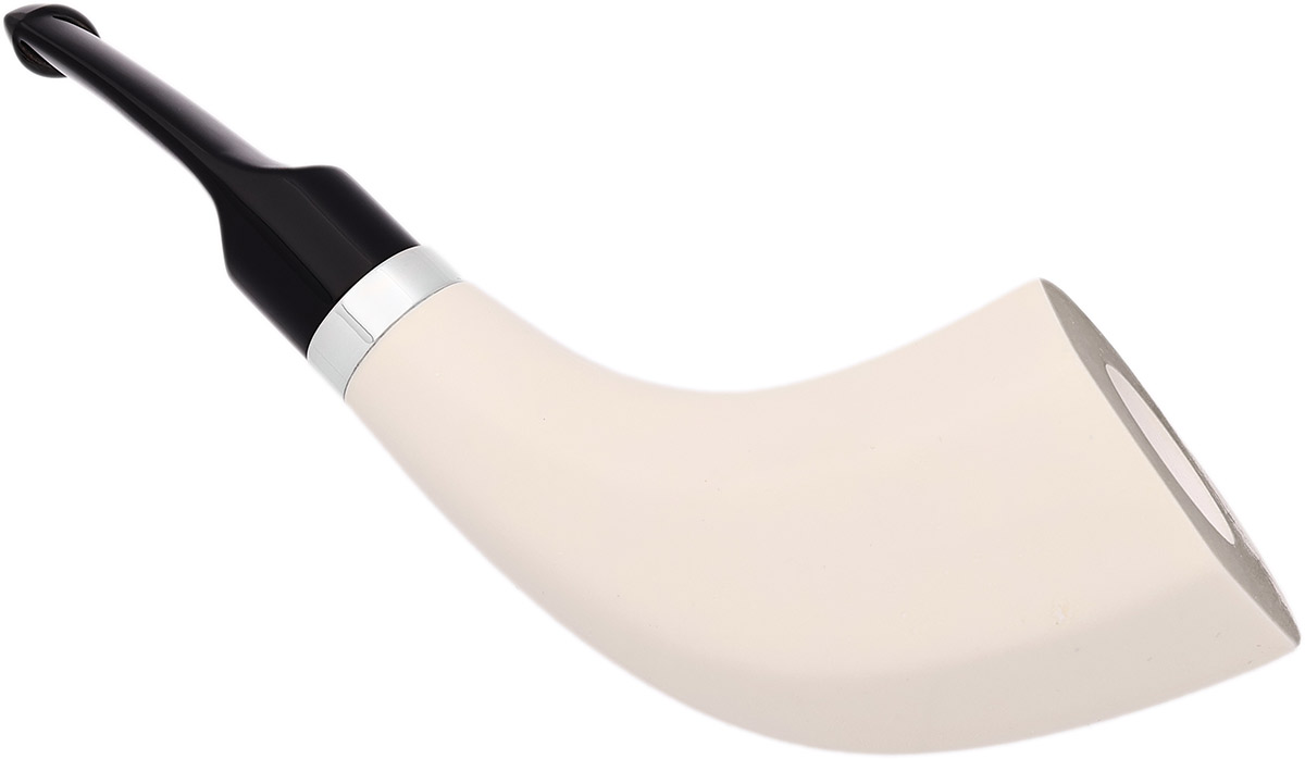 I.M.P. Meerschaum Smooth Paneled Horn with Silver (with Case)