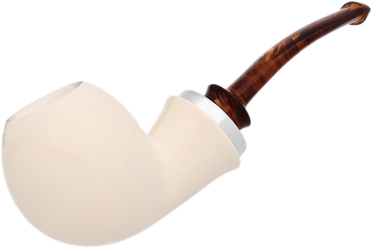 IMP 海泡石 局部雕刻 Reverse Calabash 弯式苹果斗 with Silver (with Pocket Case)