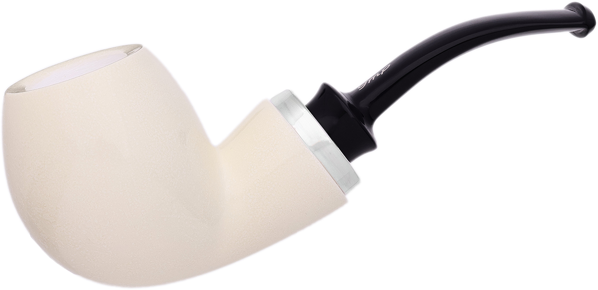 IMP 海泡石 局部雕刻 Reverse Calabash 弯式苹果斗 with Silver (with Pocket Case)