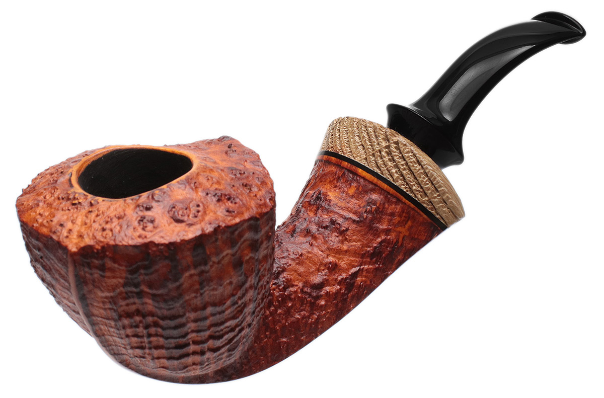 Benni Jorgensen Partially Sandblasted Bent Dublin with Oak (Swan) (40th Anniversary)