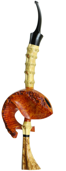 Alex Florov Smooth Pierced Fish with Bamboo and Karelian Birch (Slonim)