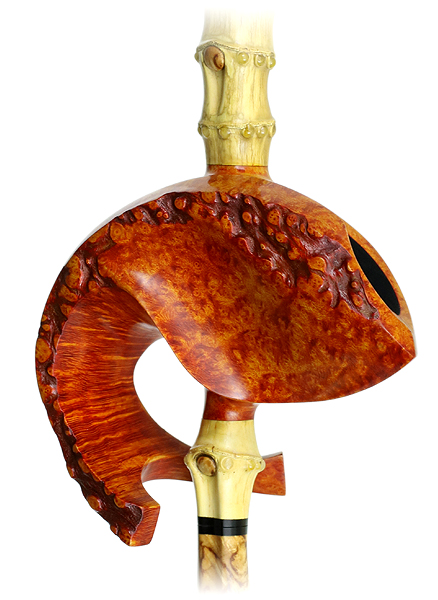 Alex Florov Smooth Pierced Fish with Bamboo and Karelian Birch (Slonim)