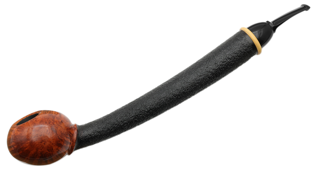 Partially Rusticated Extra Long Shank Nut with Boxwood (Diamond) Tobacco  Pipe