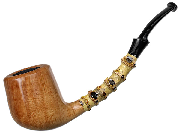 J. Alan Pipes Smooth Natural Bent Billiard with Bamboo (1179)