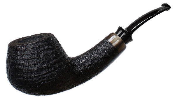 J. Alan Pipes Sandblasted Bent Brandy with Horn (1479)