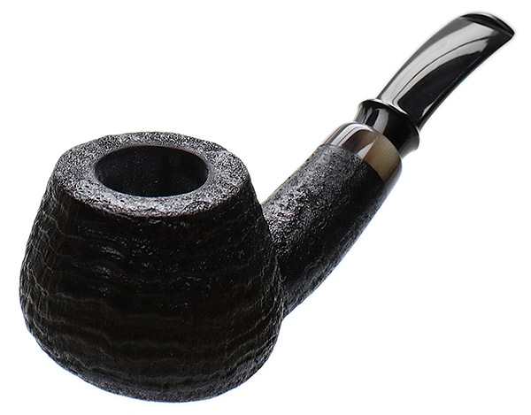 J. Alan Pipes Sandblasted Bent Brandy with Horn (1479)