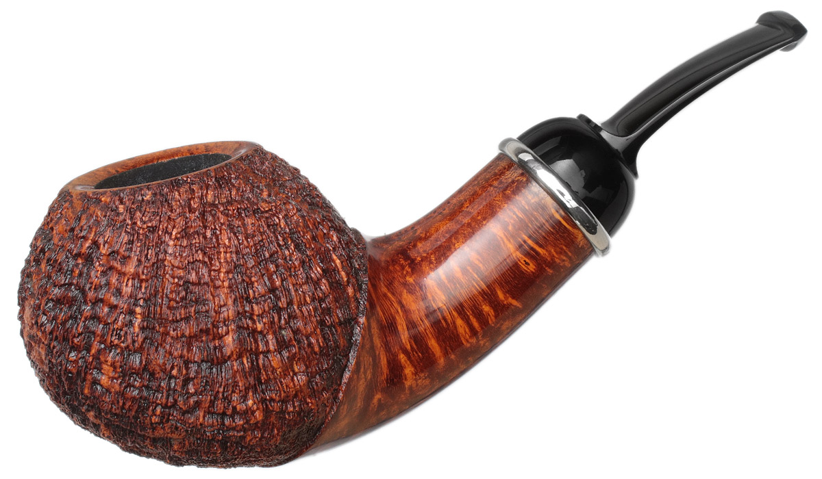 J. Alan Pipes Partially Sandblasted Bent Apple with Silver (1574)