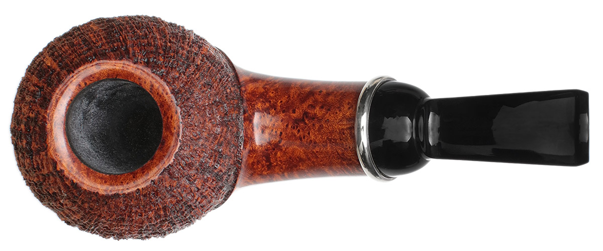 J. Alan Pipes Partially Sandblasted Bent Apple with Silver (1574)