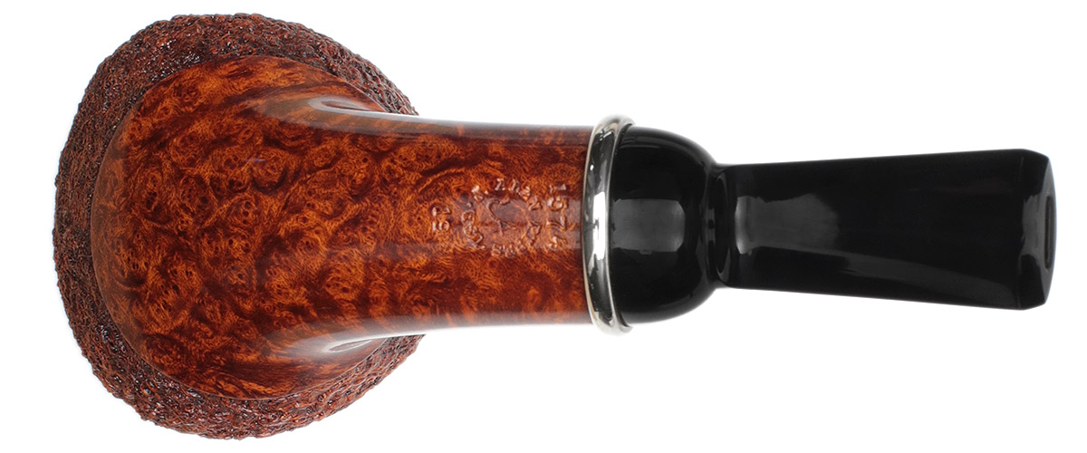 J. Alan Pipes Partially Sandblasted Bent Apple with Silver (1574)
