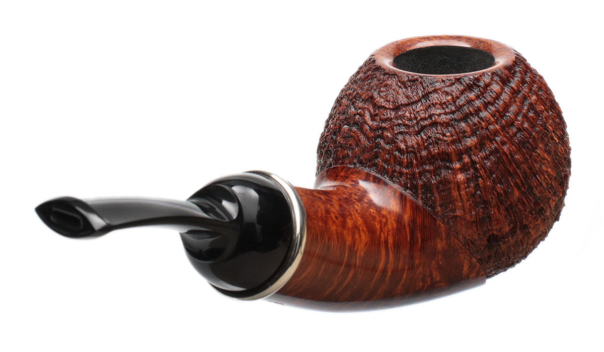 J. Alan Pipes Partially Sandblasted Bent Apple with Silver (1574)