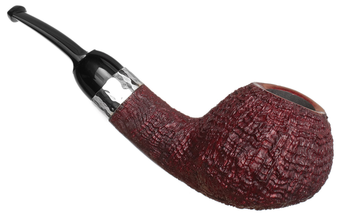 J. Alan Pipes Sandblasted Bent Apple with Hammered Silver (1606)