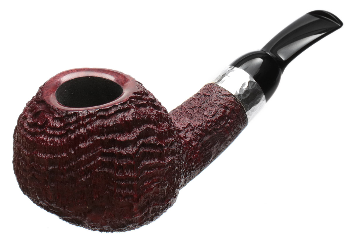 J. Alan Pipes Sandblasted Bent Apple with Hammered Silver (1606)