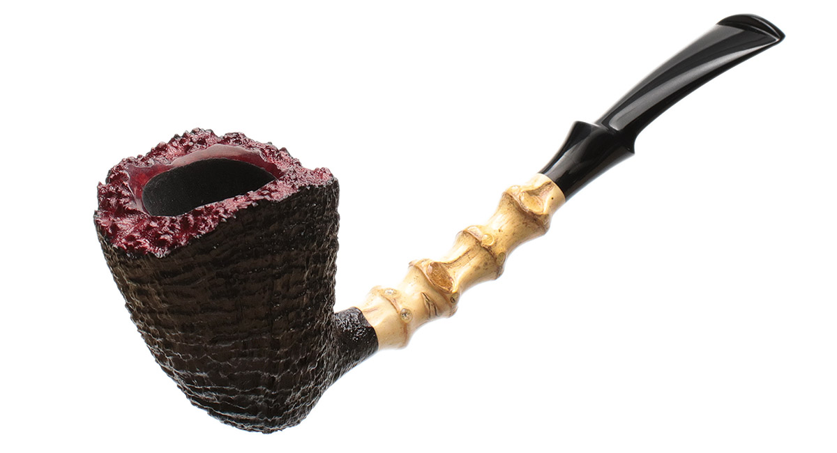 J. Alan Pipes Sandblasted Bent Dublin with Bamboo (1621)