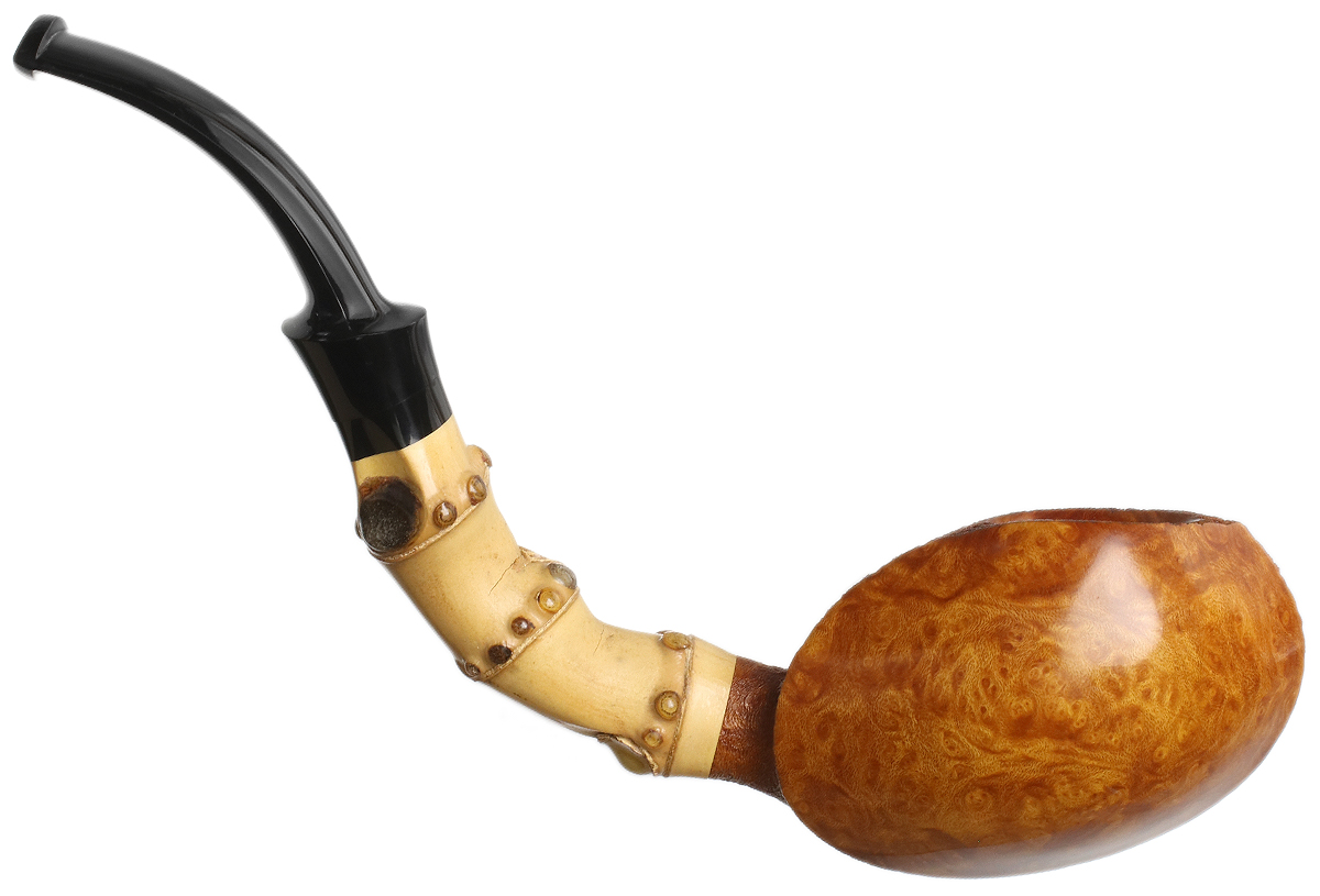 J. Alan Pipes Partially Sandblasted Fugu with Bamboo (1819)