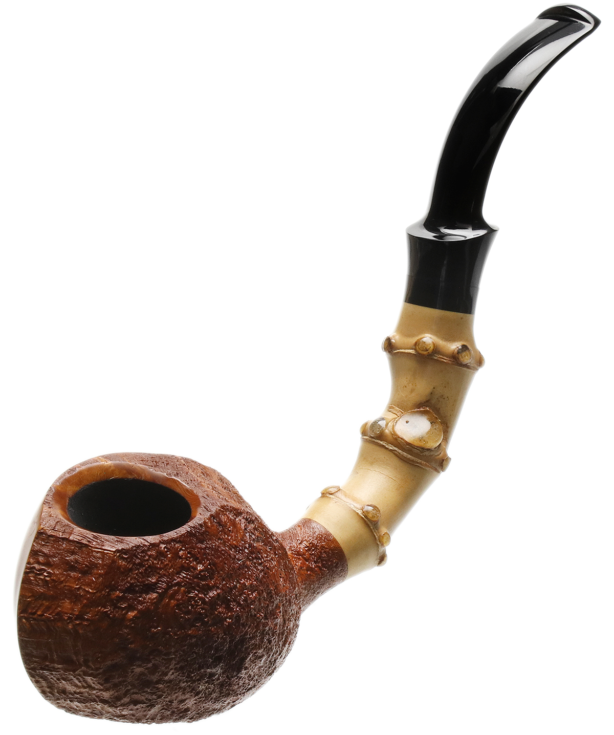 J. Alan Pipes Partially Sandblasted Fugu with Bamboo (1819)