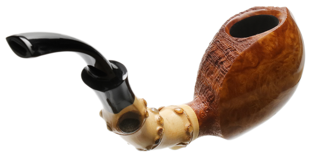 J. Alan Pipes Partially Sandblasted Fugu with Bamboo (1819)