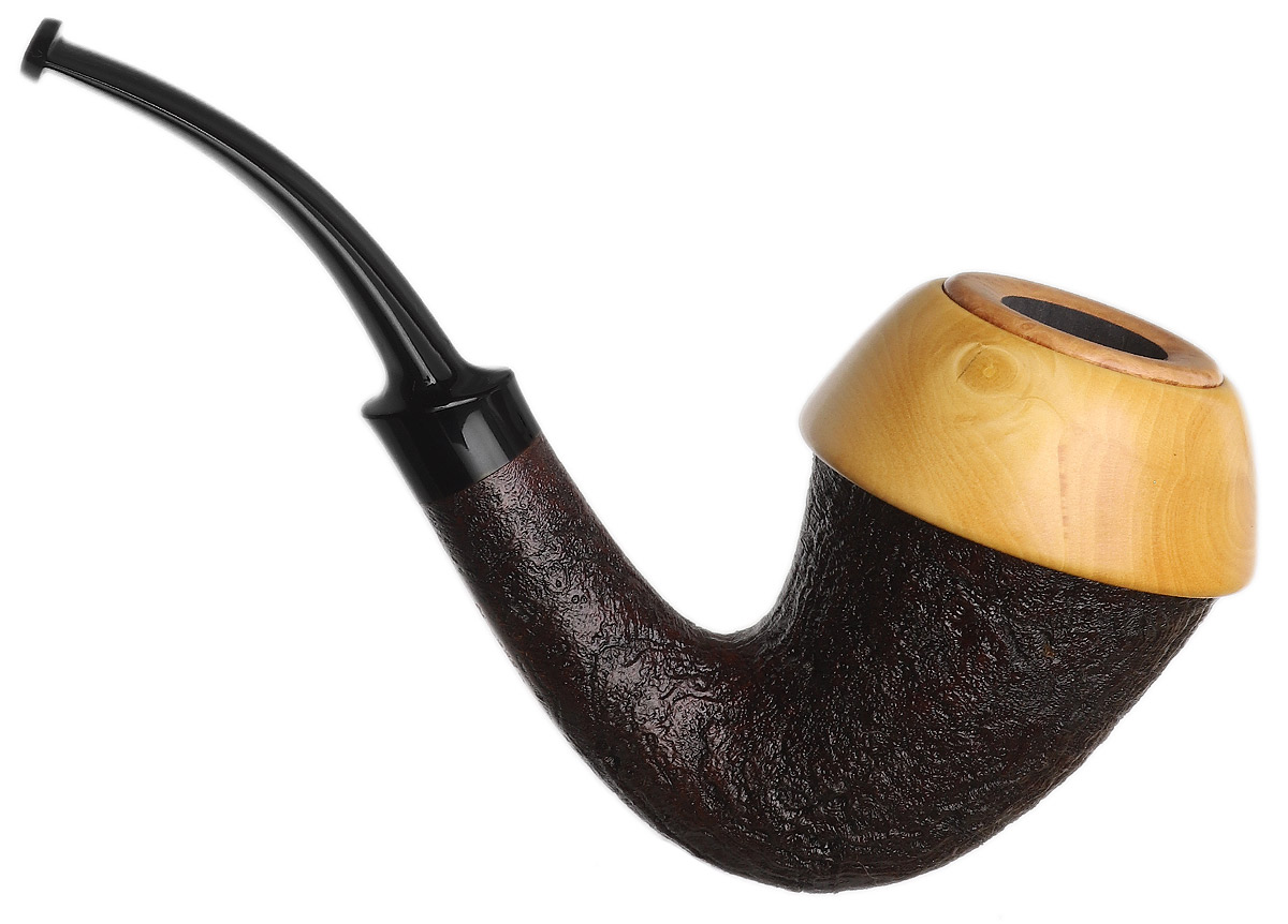 J. Alan Pipes Partially Sandblasted Calabash with Boxwood (1832)