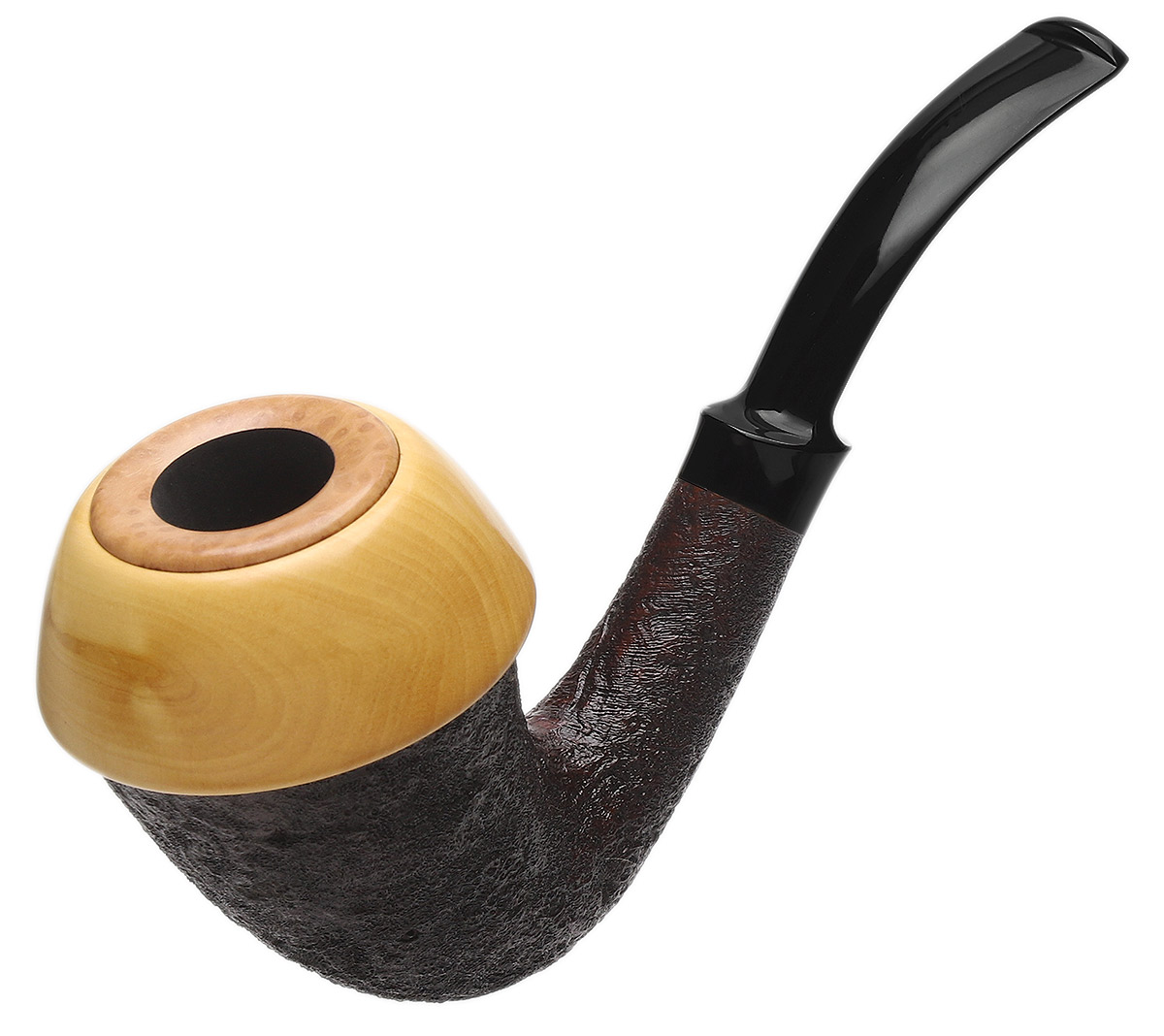 J. Alan Pipes Partially Sandblasted Calabash with Boxwood (1832)